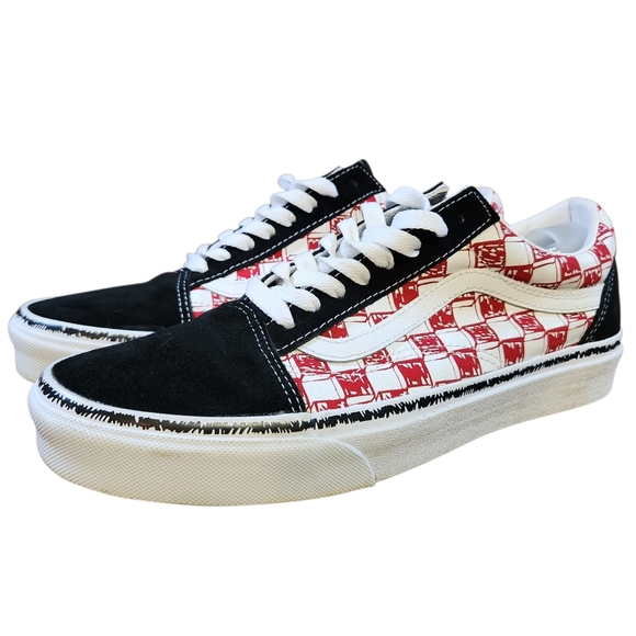 Vans Other - Vans Old Skool Low Sketch Red Checkered Shoes Men's 8.5 Women's 10 Skater Punk